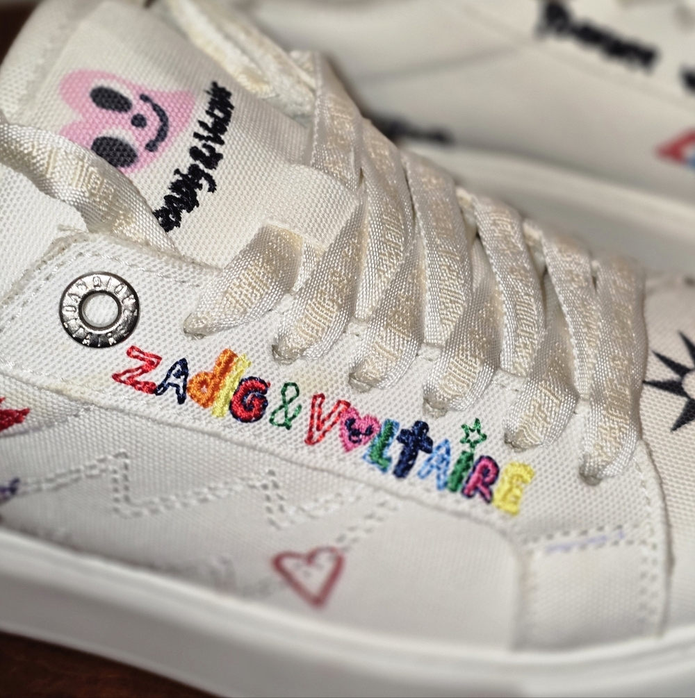 Zadig & Voltaire White Sneakers with Colorful Embroidery - Picture 3 of 10